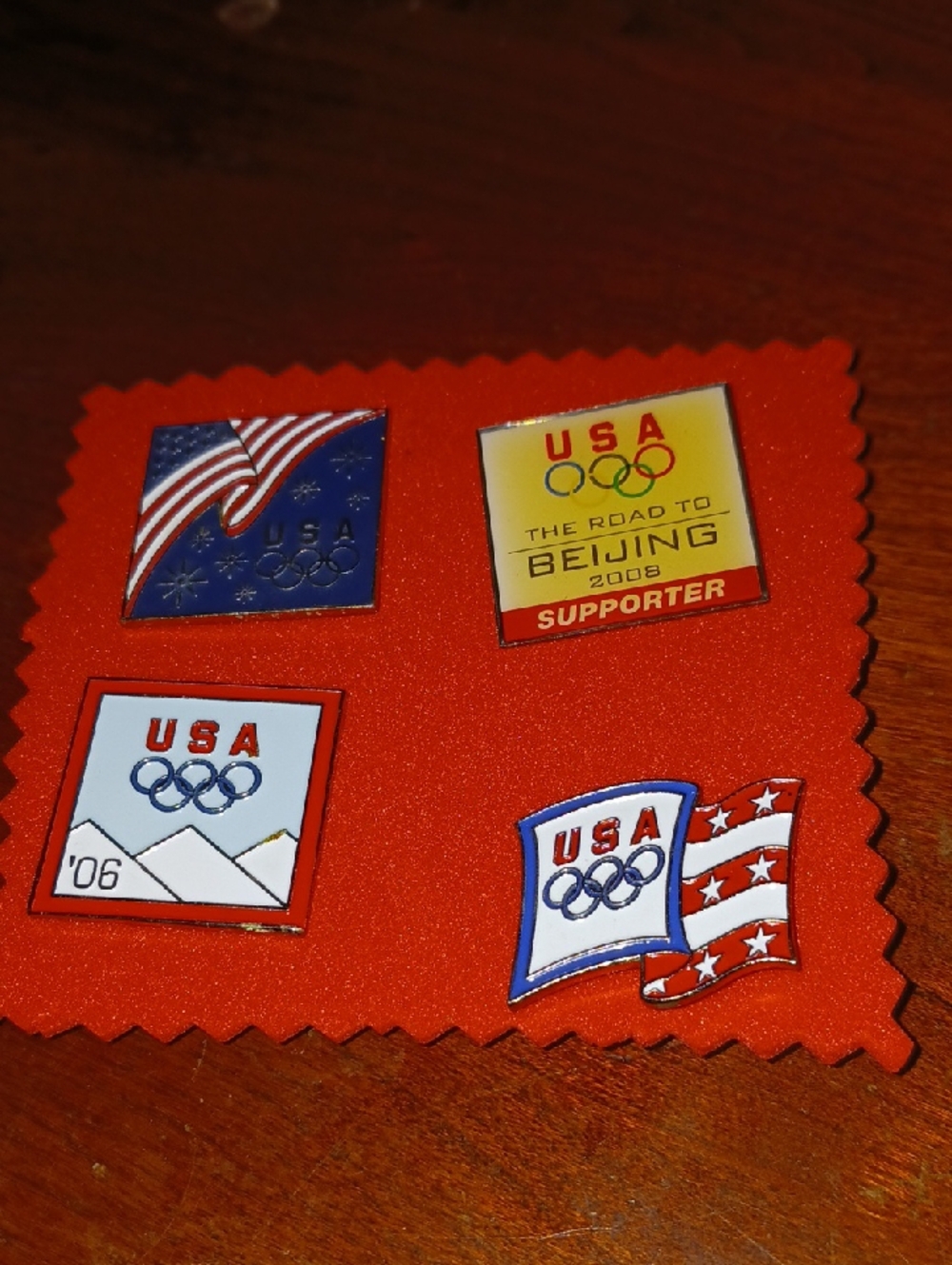 USA Olympic Enamel Pin Set - Red Backing